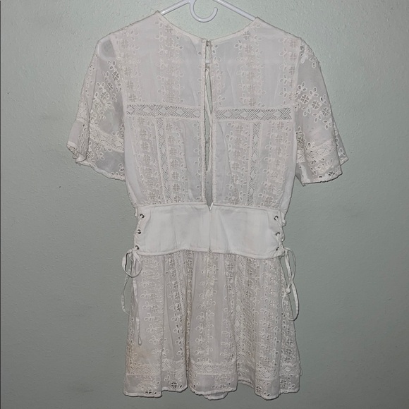 Tularosa White Eyelet Lace Mini Dress with Corset Waist - Picture 6 of 6